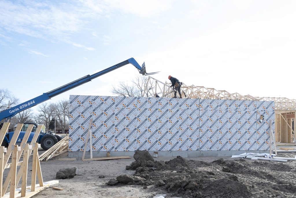 Exterior walls braced with Halo Exterra