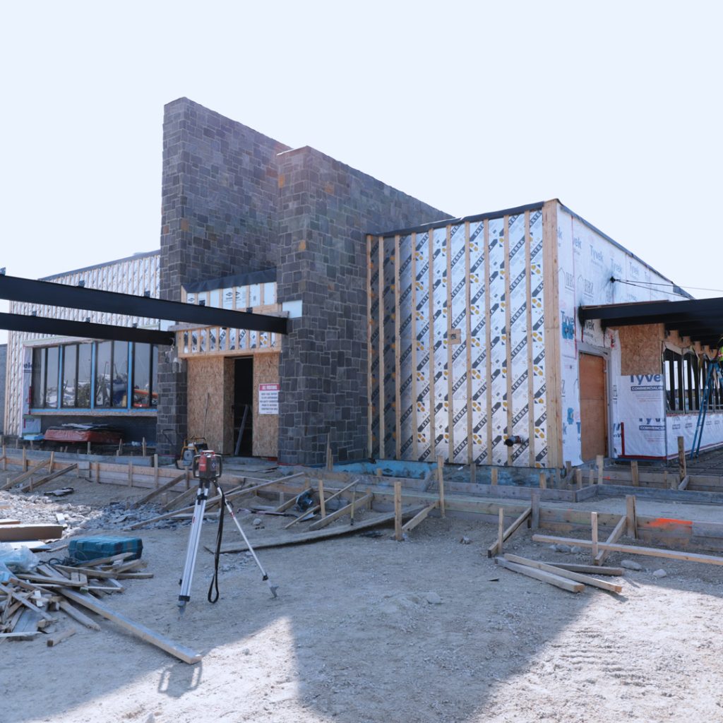 Built for performance — Halo® Exterra GPS insulation on a light commercial wood-frame build for long-term efficiency and durability.